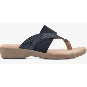 CLIFFS BY WHITE MOUNTAIN WOMENS BUMBLE NAVY WOVEN SMOOTH THONG SANDAL 10M